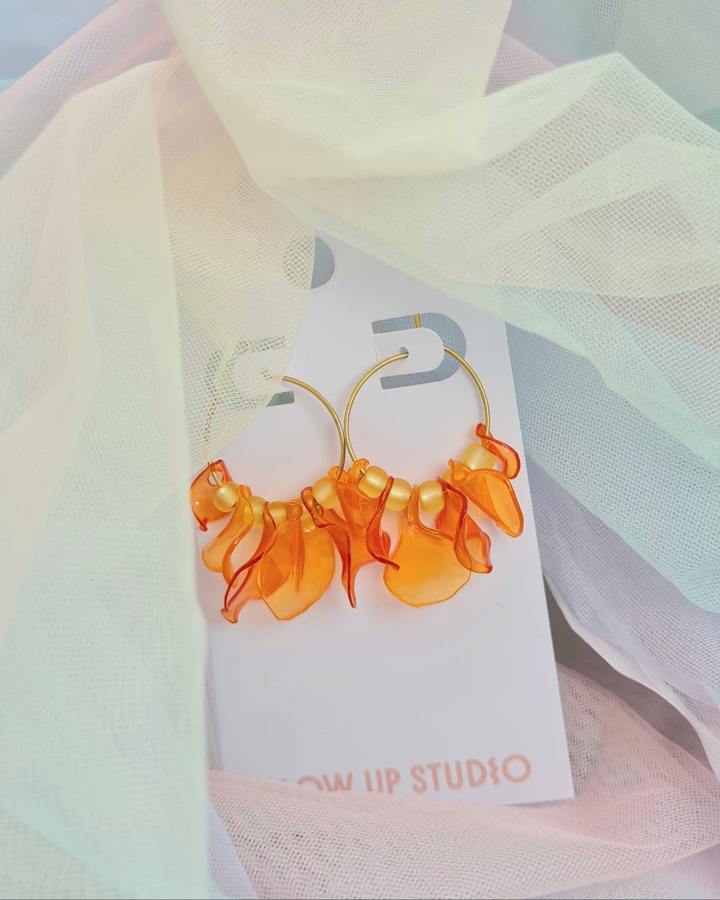 Upcycling Ohrringe Creolen Einzelstücke - FLAMES