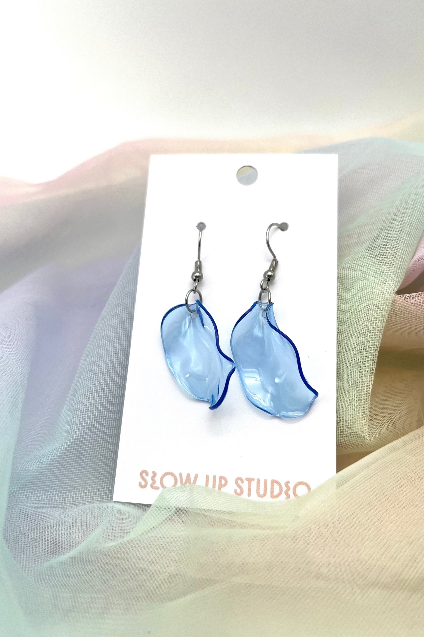 Upcycling Ohrringe hellblau