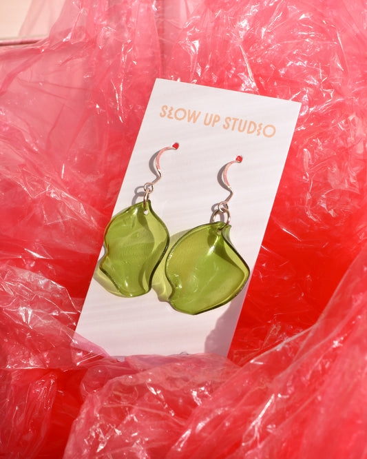 Upcycling Ohrringe ALGA - grün