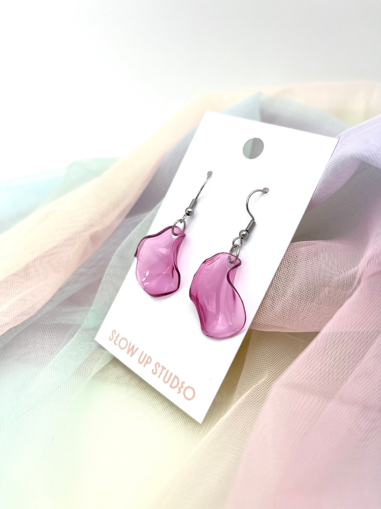 Upcycling Ohrringe DRIP DROP rosa