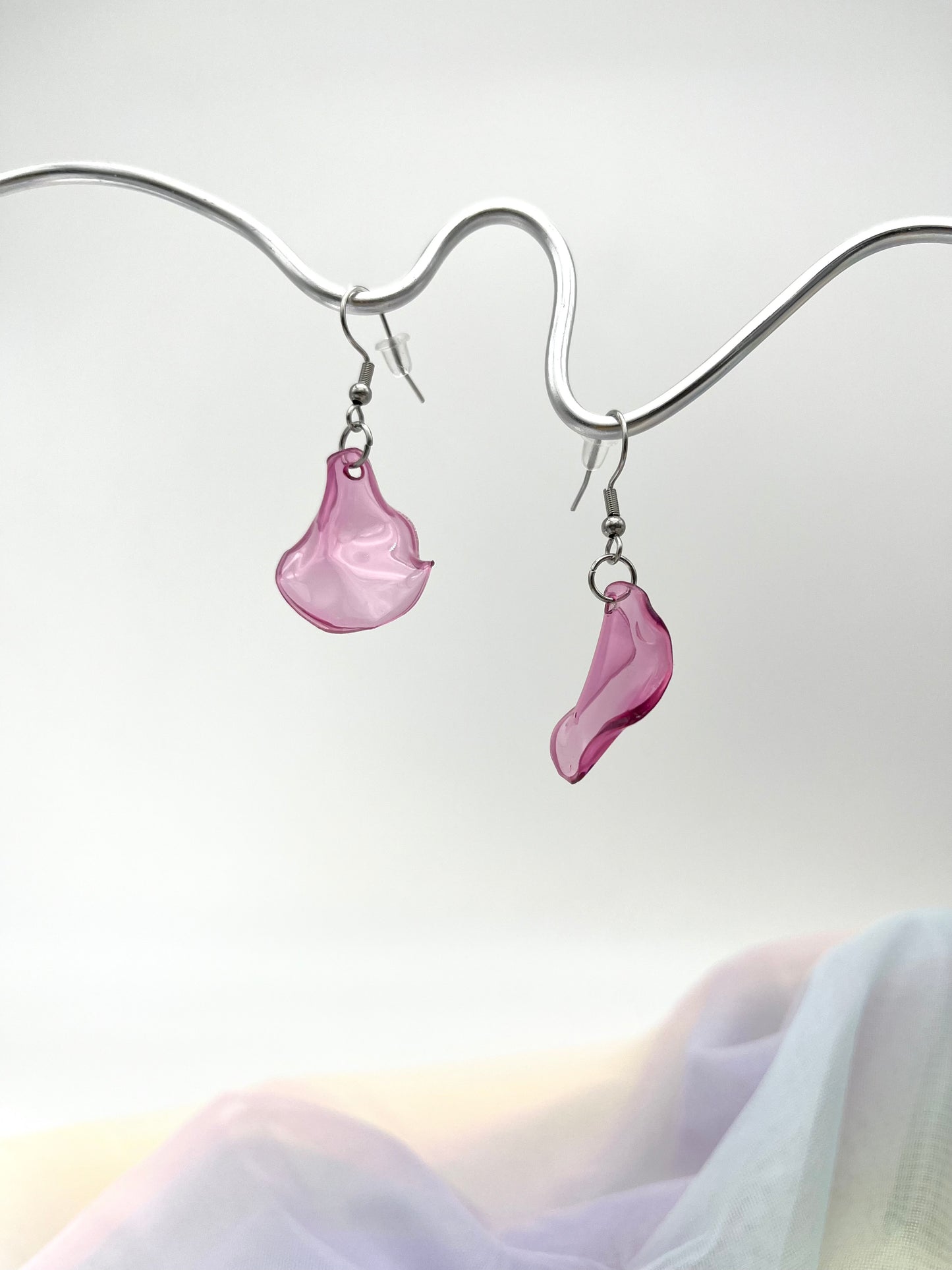 Upcycling Ohrringe DRIP DROP rosa