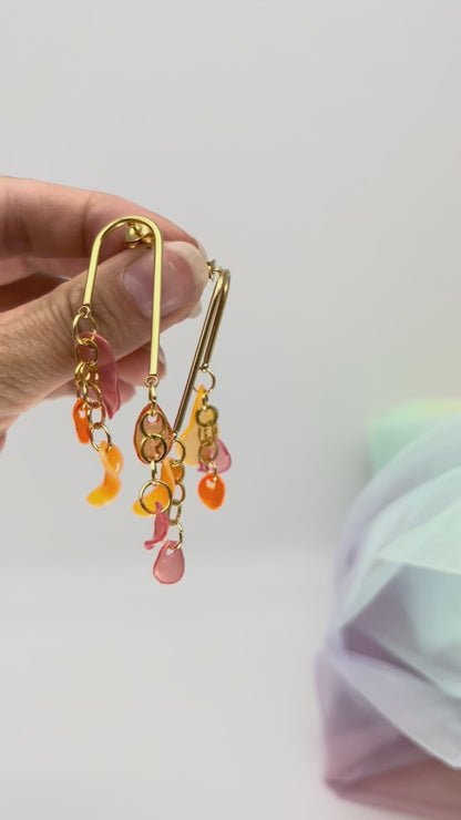 Upcycling Ohrringe Einzelstücke - ORANGE SUMMER
