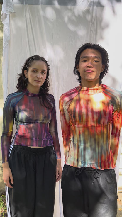 transparentes Shirt SKY lila, bunt - recyceled Mesh